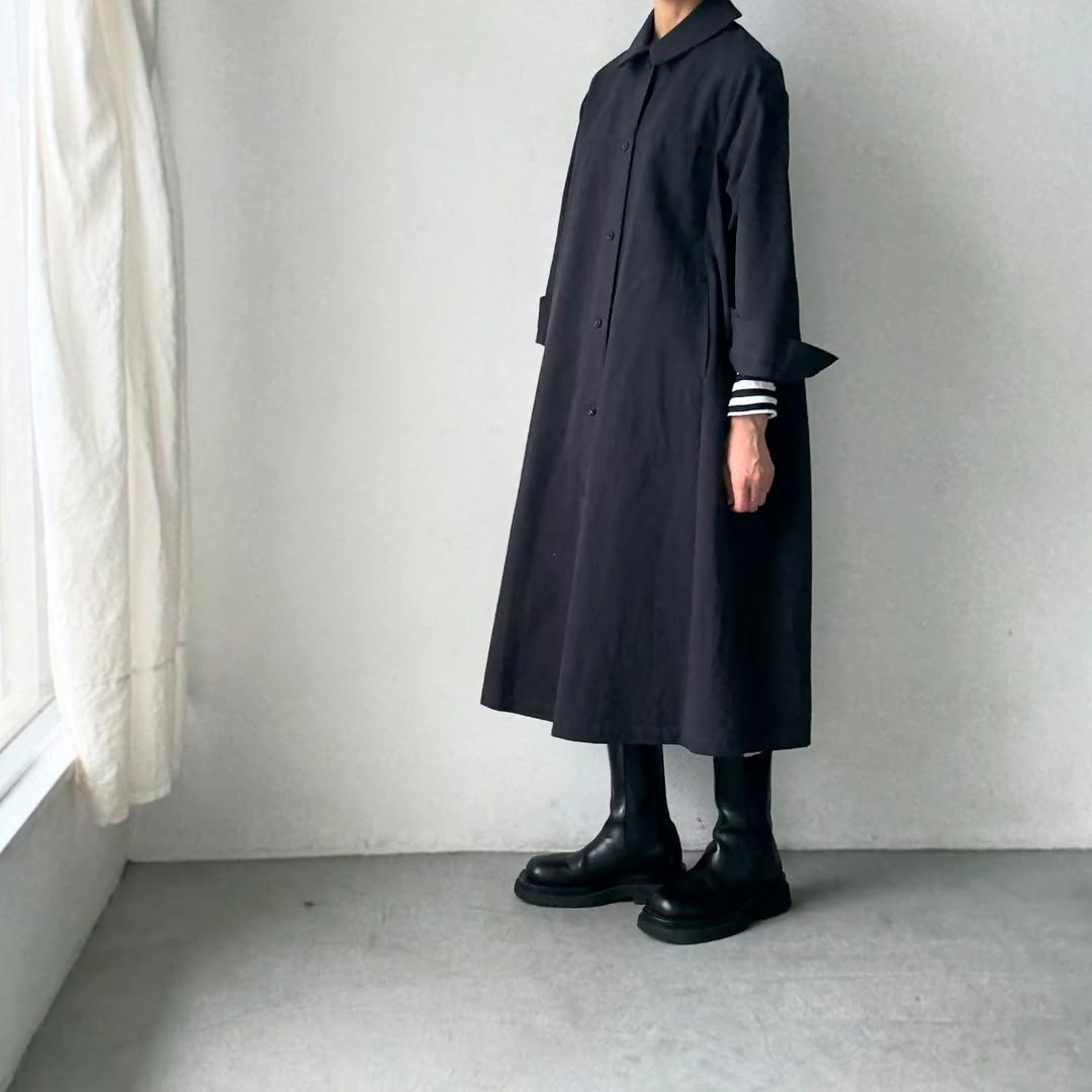atelier d'antan Girardコットンコートワンピース ダークグレー