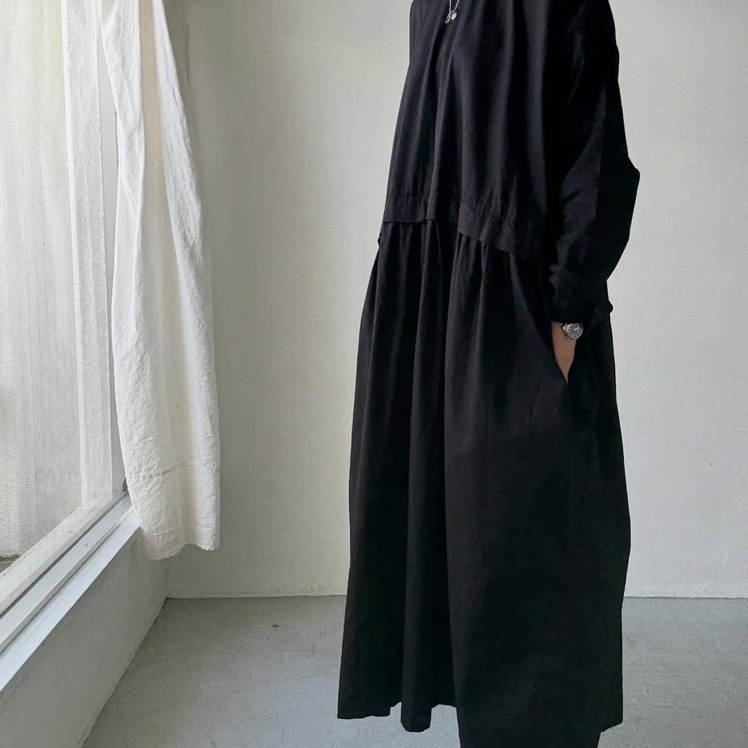 jujudhau コットンツイルプリンプドレス