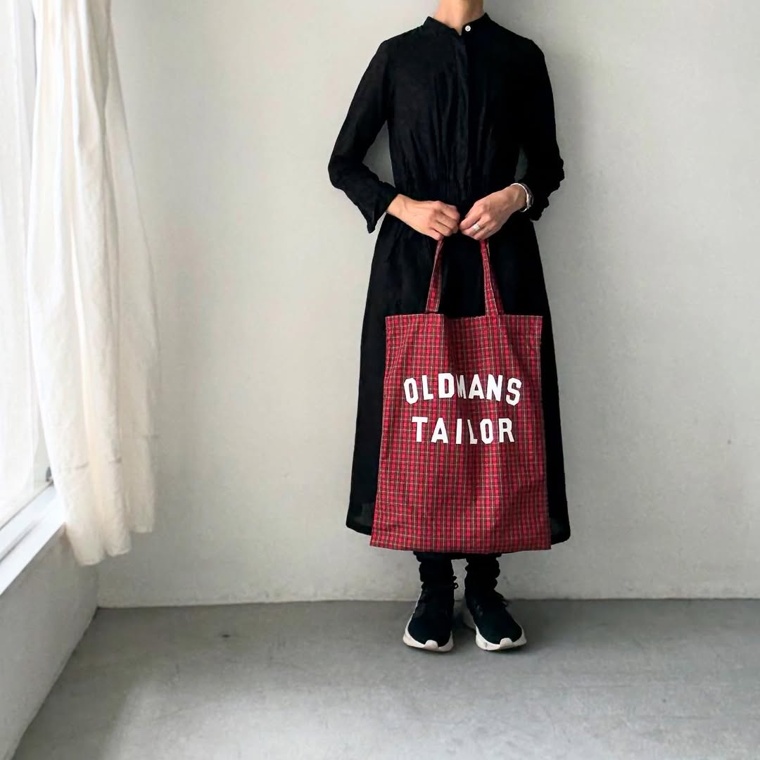 OLDMANS TAILOR OMTプリントトートバッグ レッドチェック