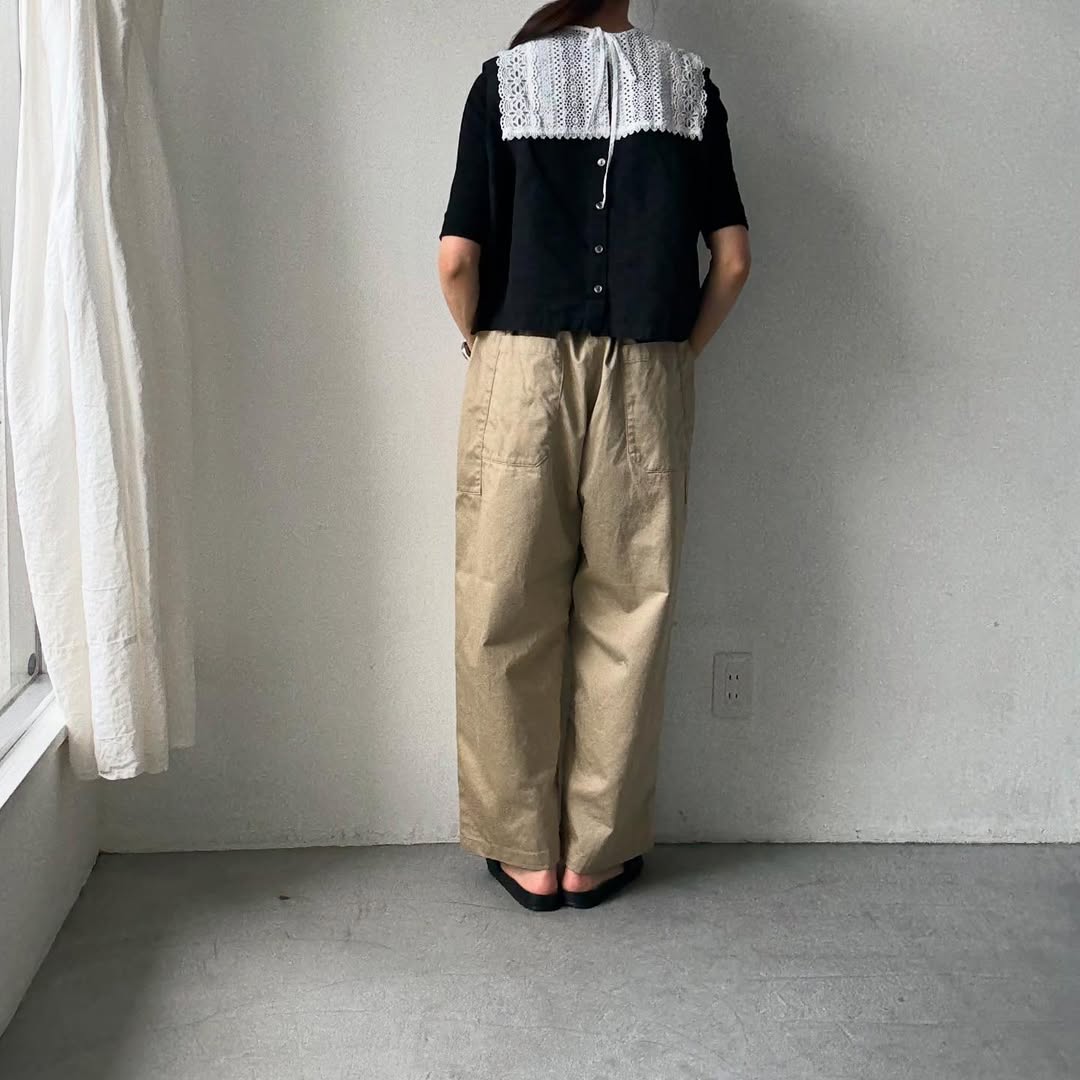 homspun 高密度ウエポンギャザーパンツ ベージュ