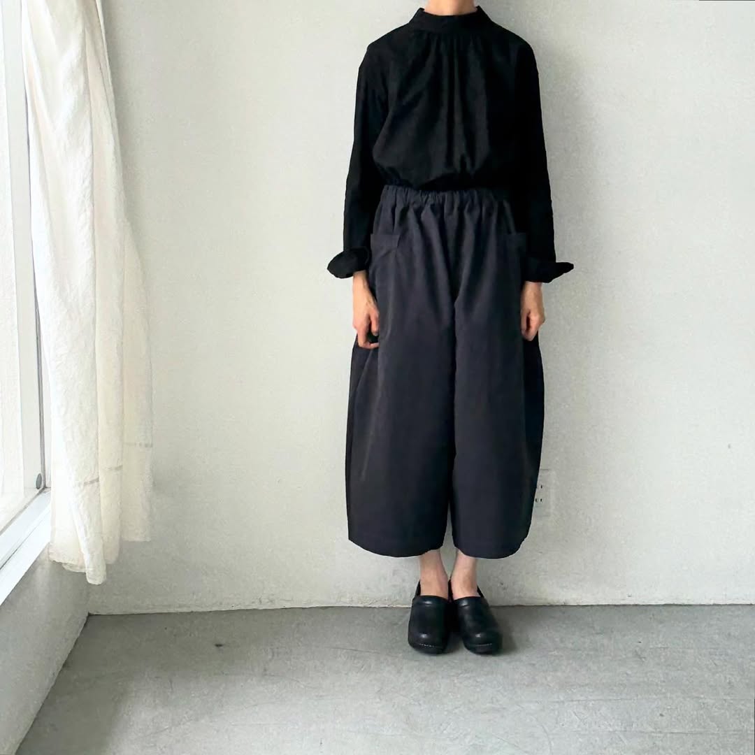 atelier d'antan Perriereコットンワイドパンツ ダークグレー
