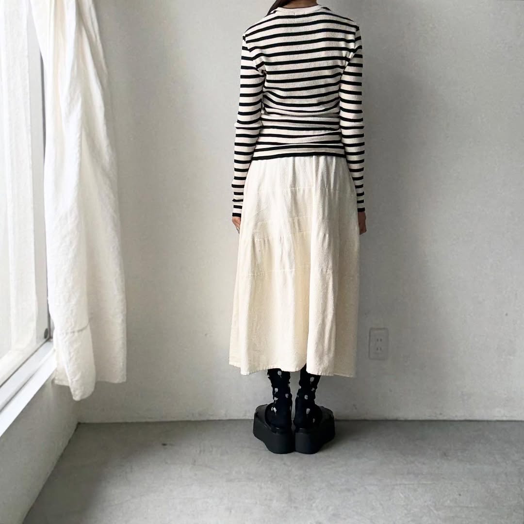 R&D.M.Co ボーダークルーネックリブニットソー