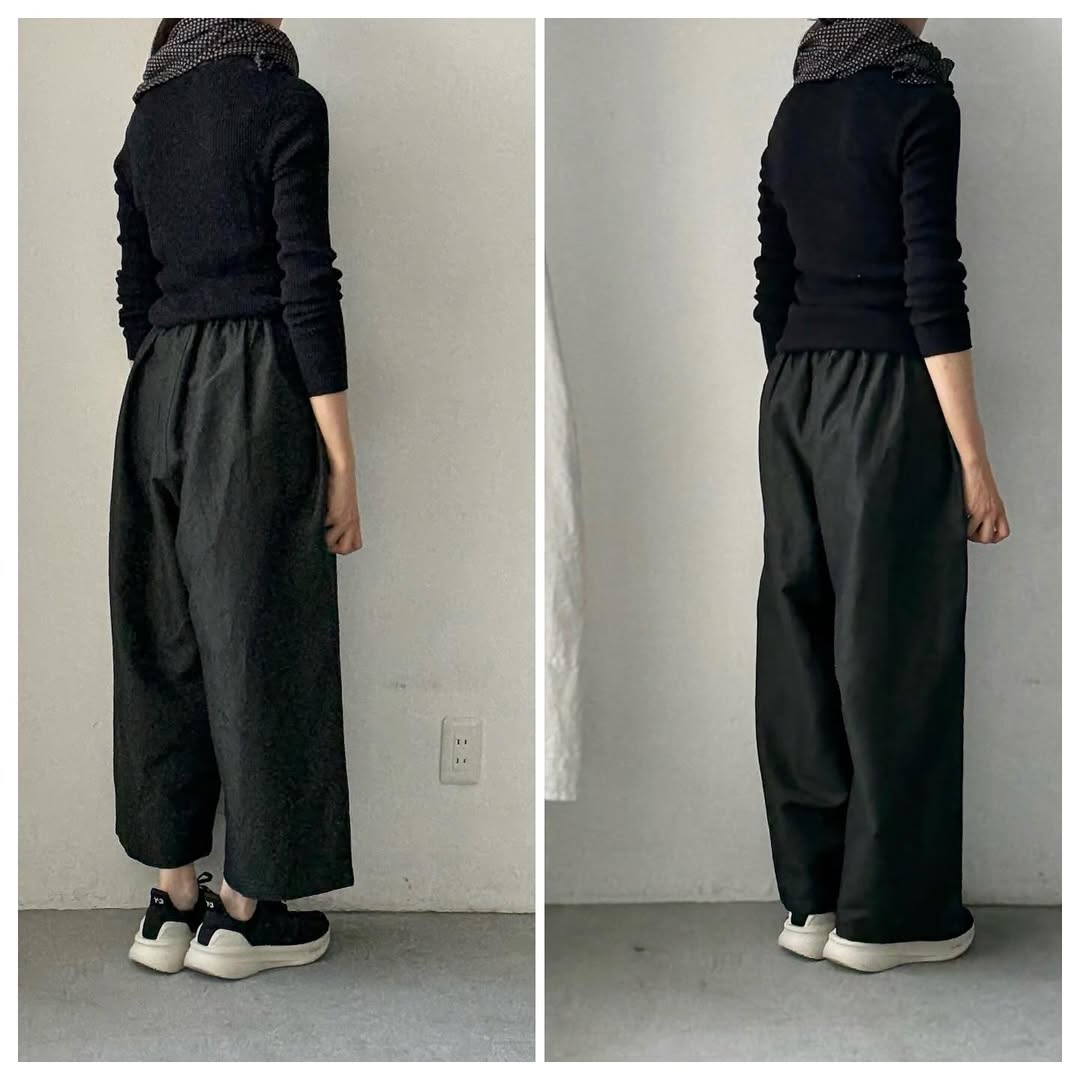 homspun ウールリネンギャザーワイドパンツ ダークグリーン