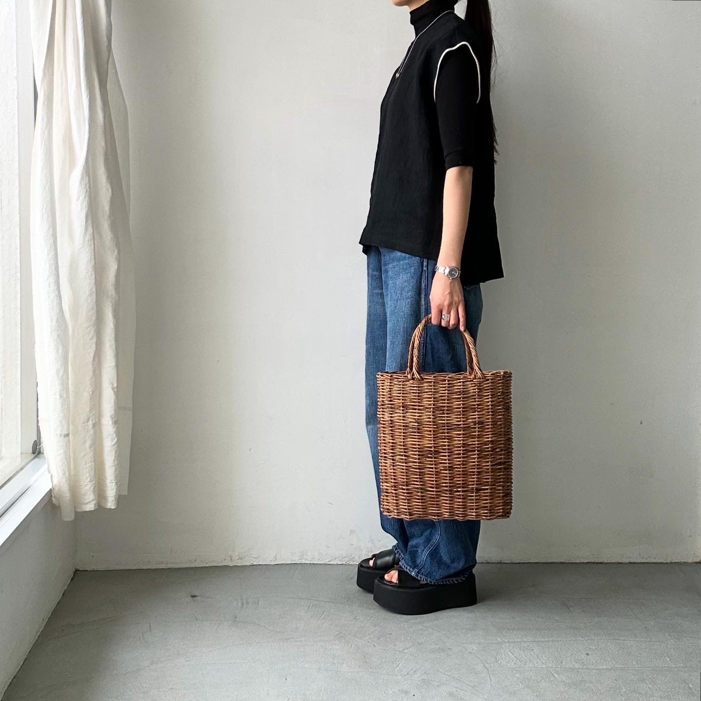 atelier naruse リネンノースリーブブラウス