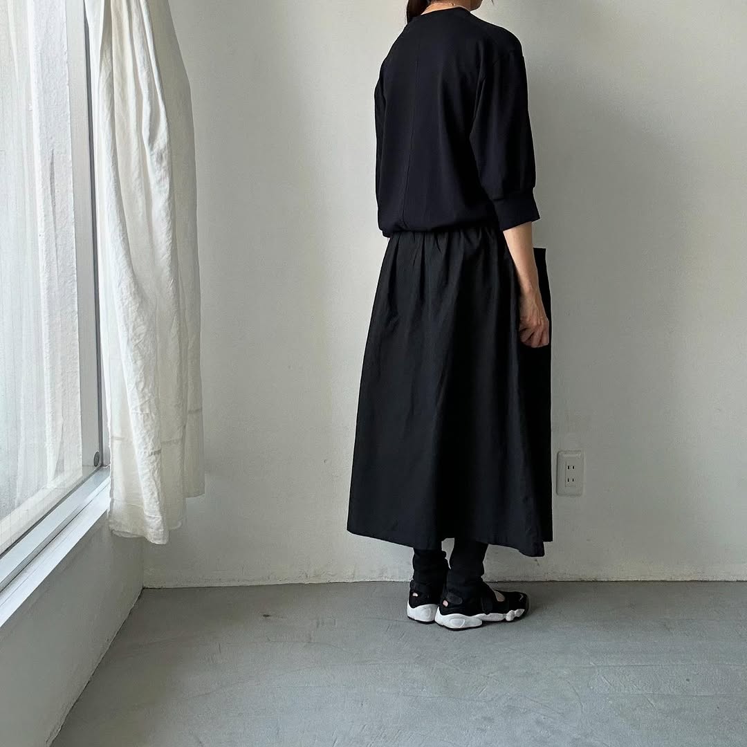 homspun 天竺6分袖プルオーバー ブラック