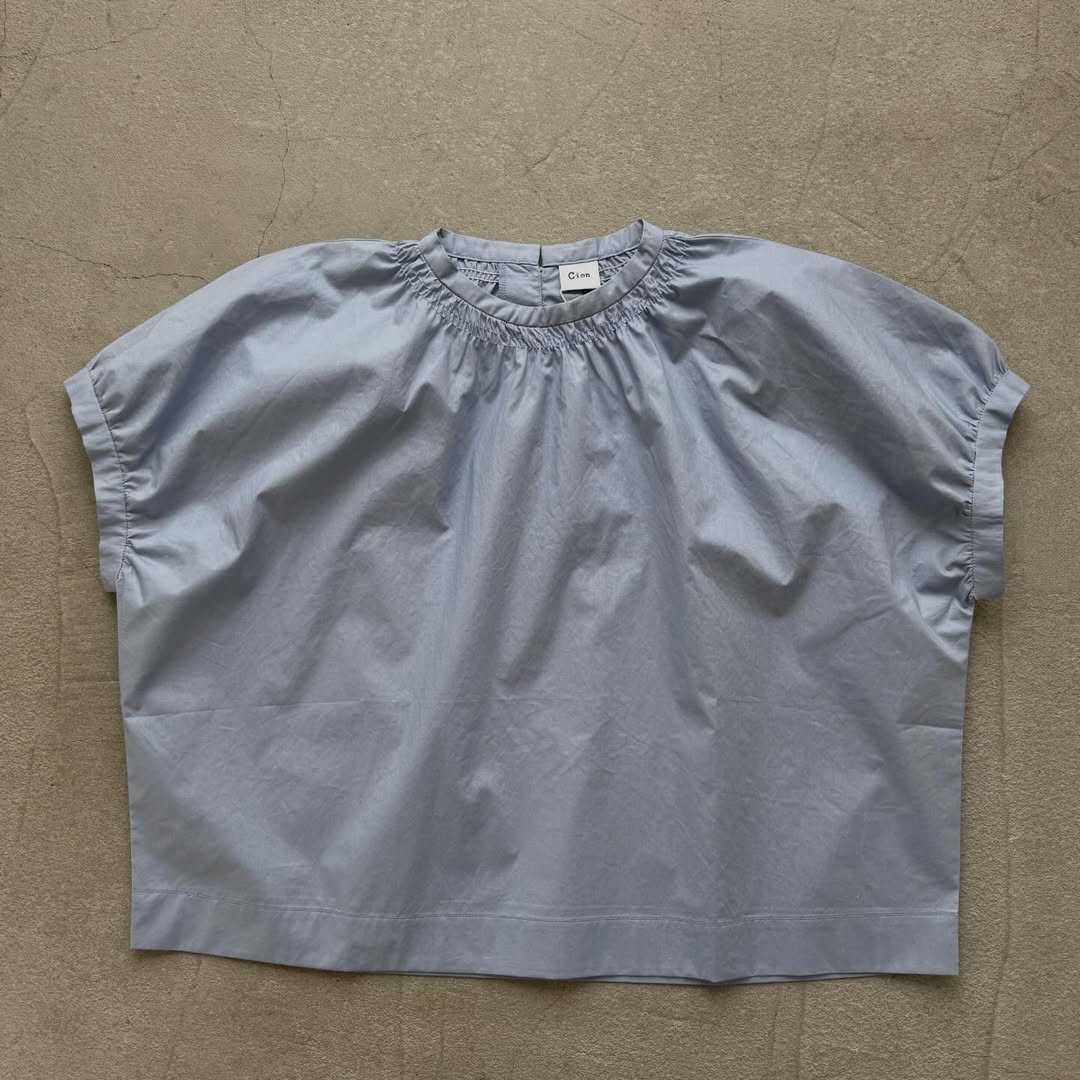 🟡週末入荷分予約受付中🟡cion コットンシャーリングブラウス サックスブルー