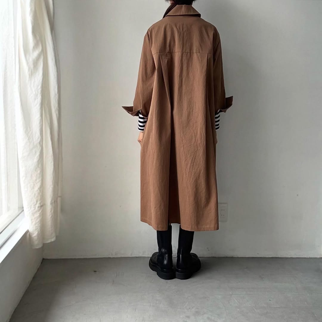 atelier d'antan Girardコットンコートワンピース カーキ