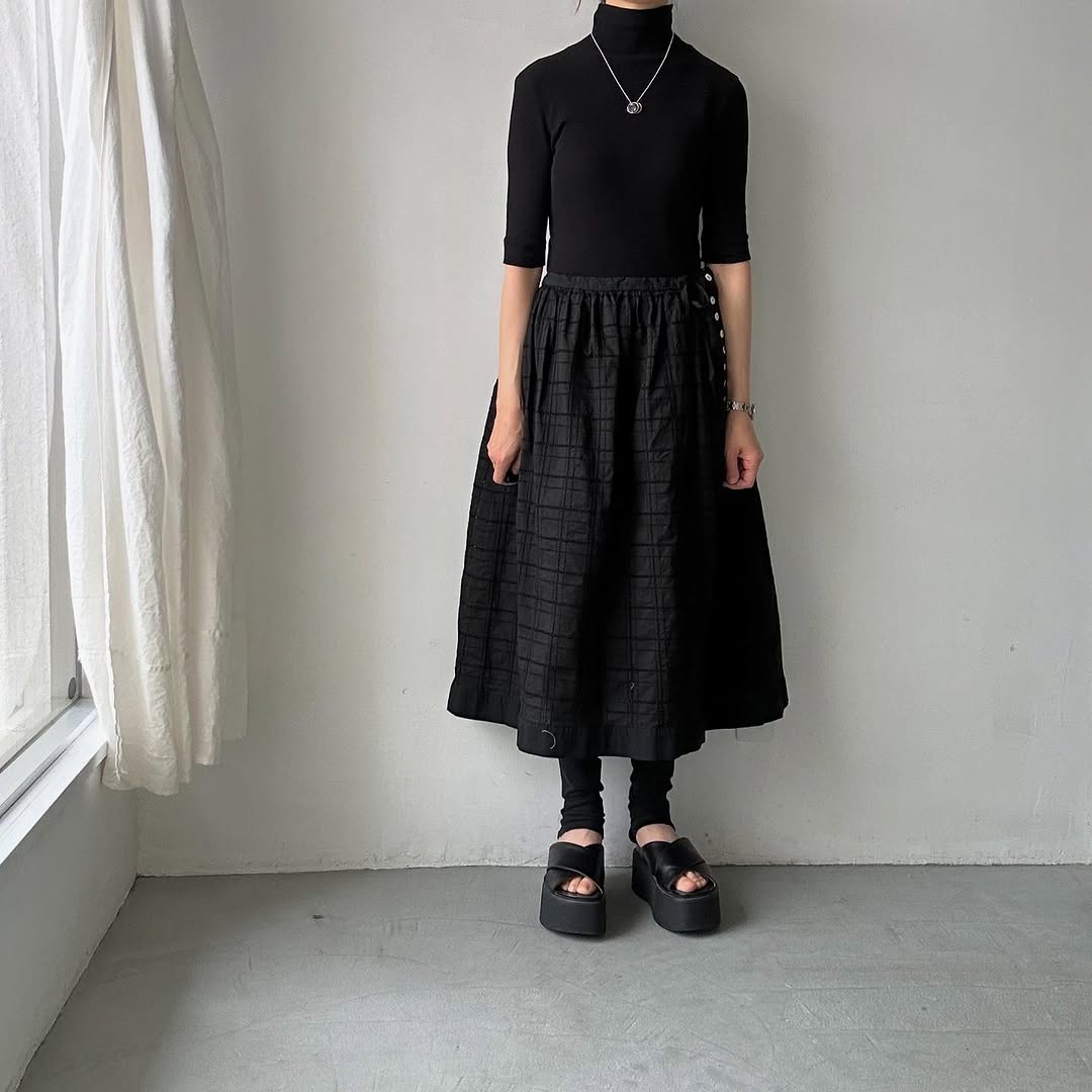 MAGALI ガーメントダイコットンレーススカート ブラック
