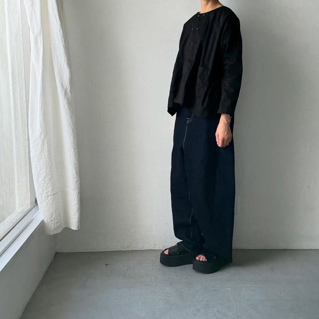 jujudhau コットンツイルダブルボタンシャツ