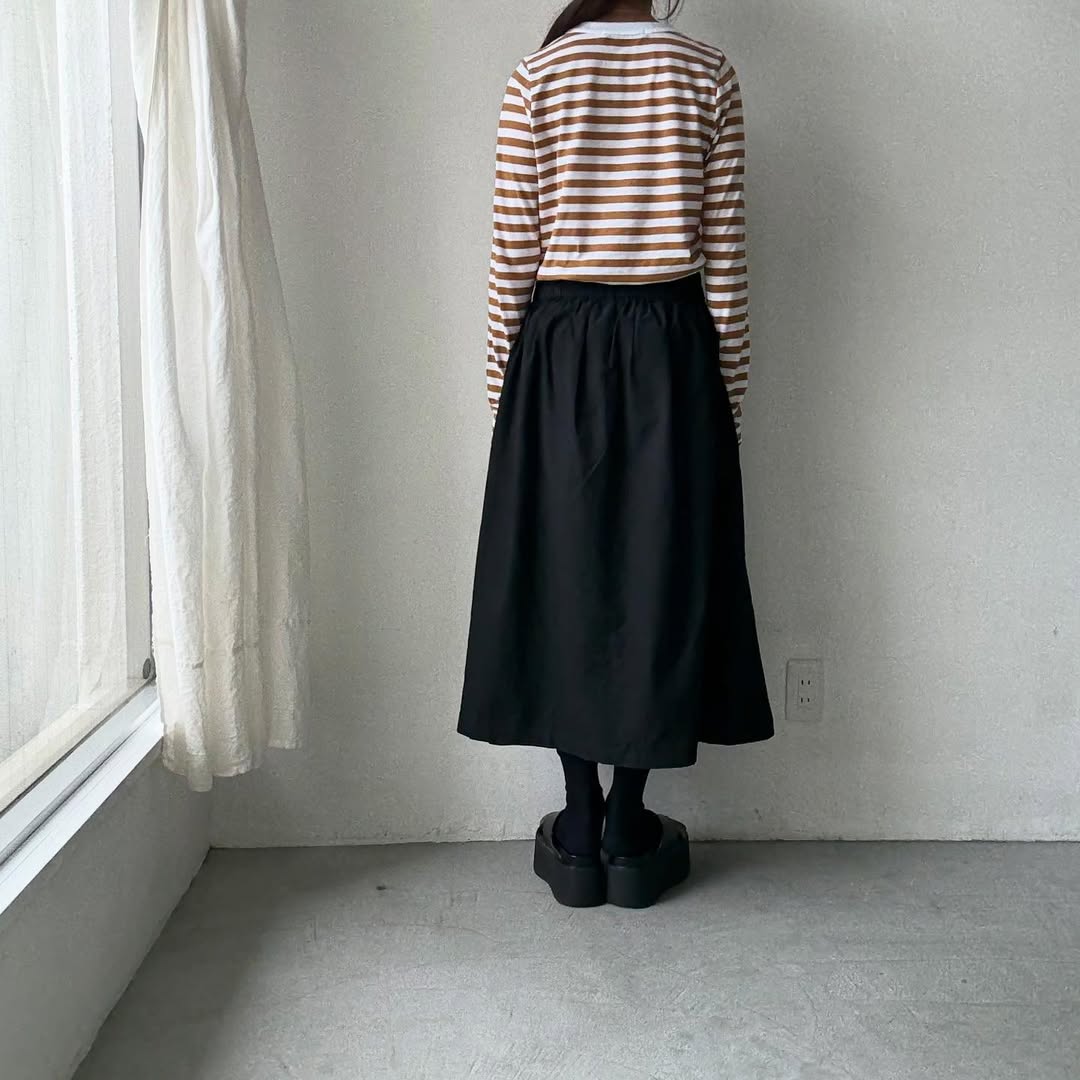 R&D.M.Co ガーゼボーダー長袖Tシャツ カフェオレ Mサイズ