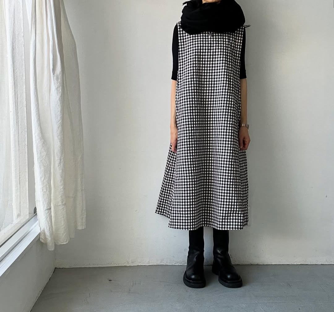 atelier d'antan Coudresギンガムコットンドレス
