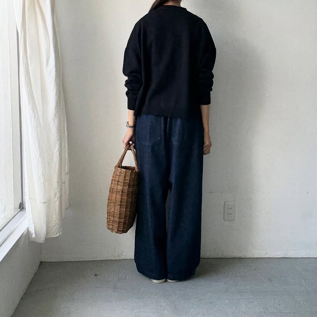 atelier naruse コットンウールニットカーディガン ブラック