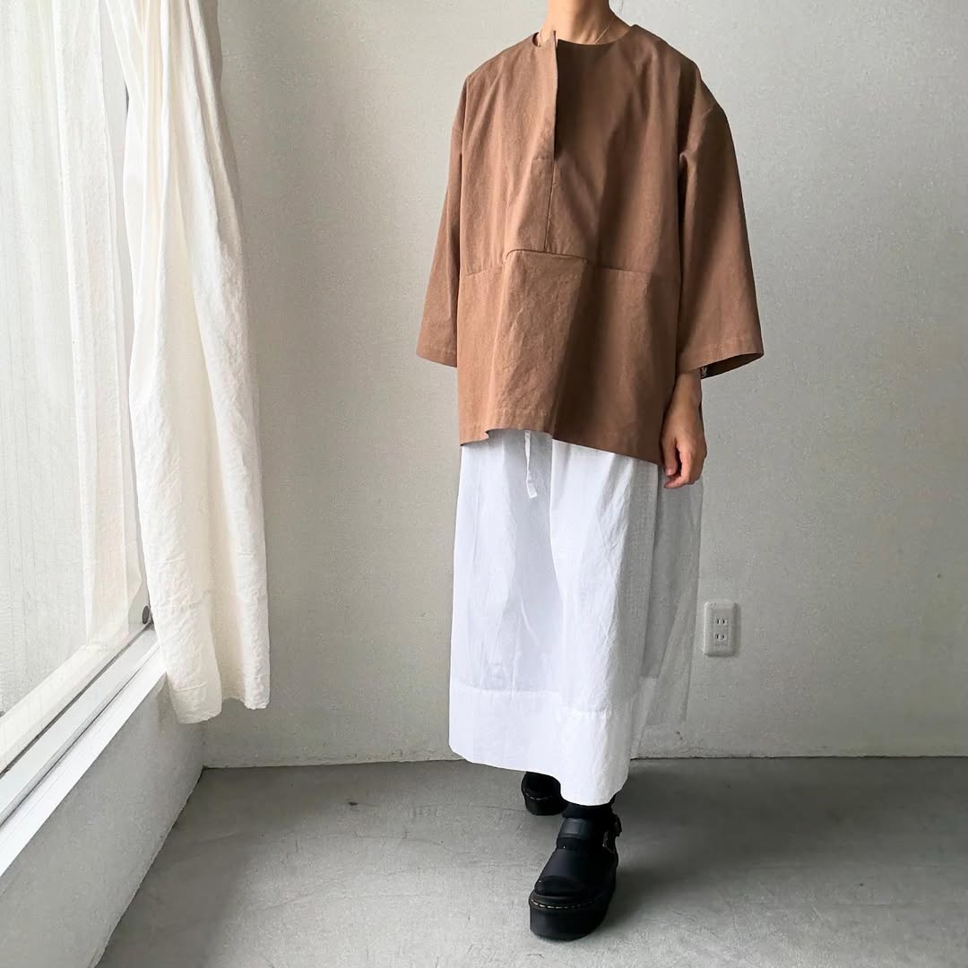 atelier d'antan Bouvetコットンプルオーバー カーキ