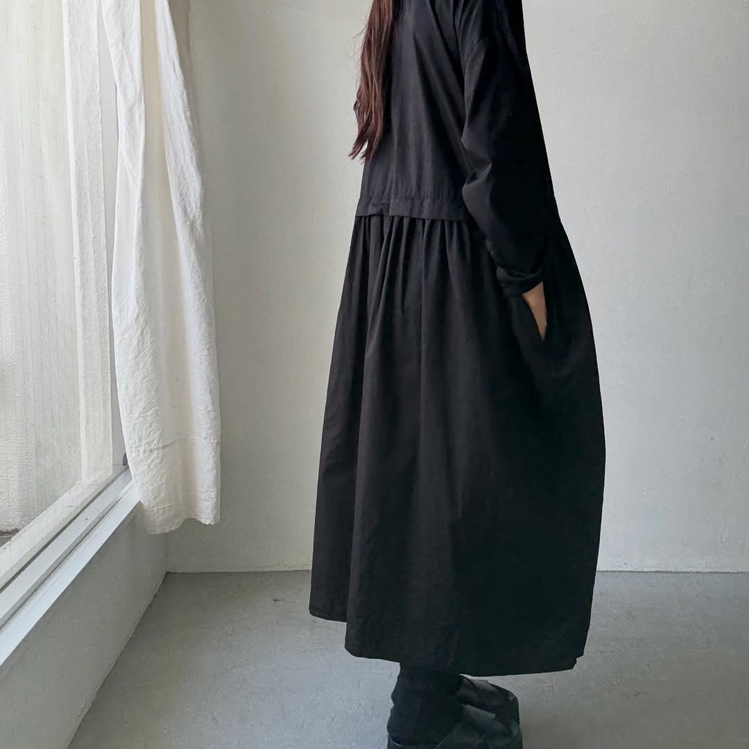jujudhau コットンツイルプリンプドレス