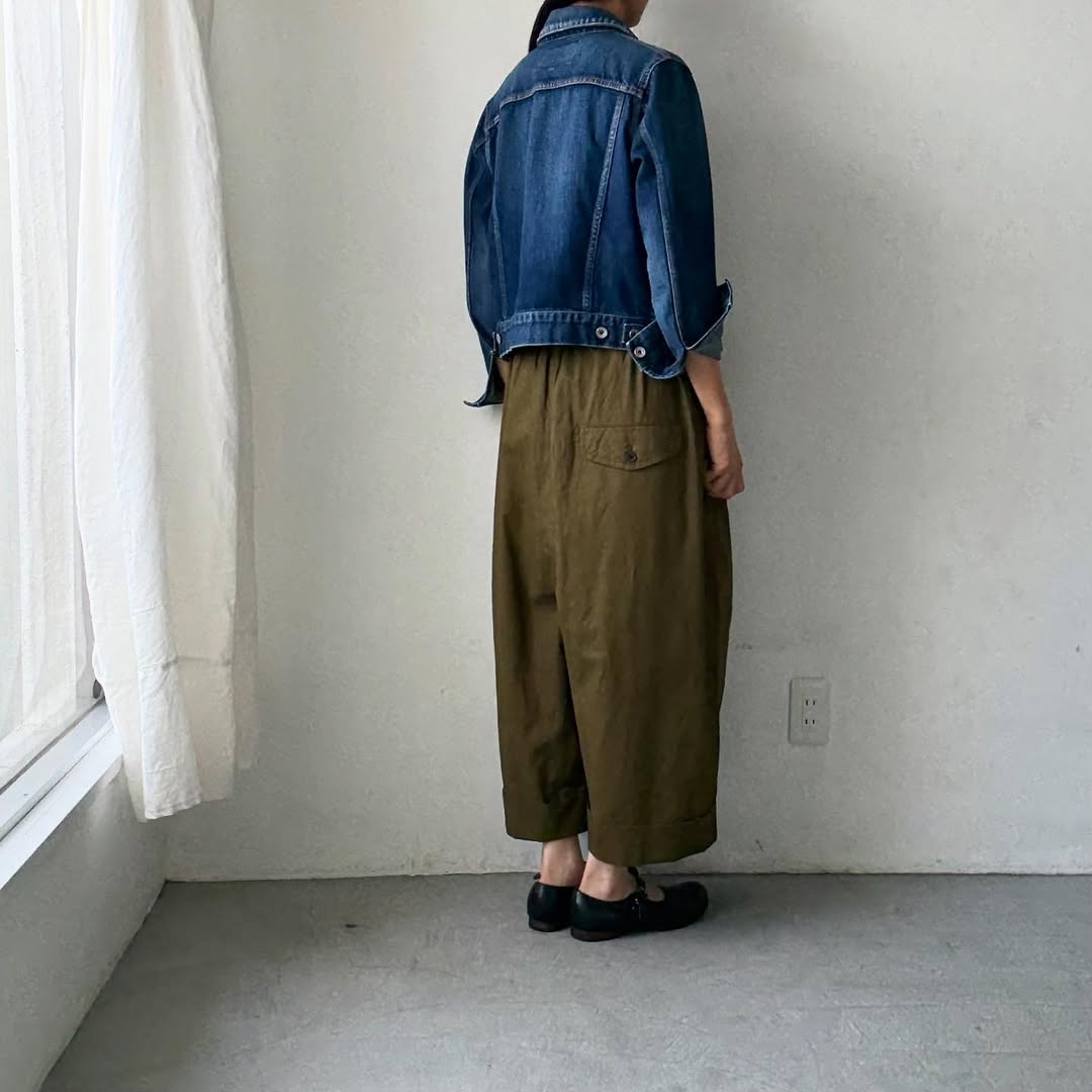 ゴーシュ コットンポプリンワイドパンツ カーキ