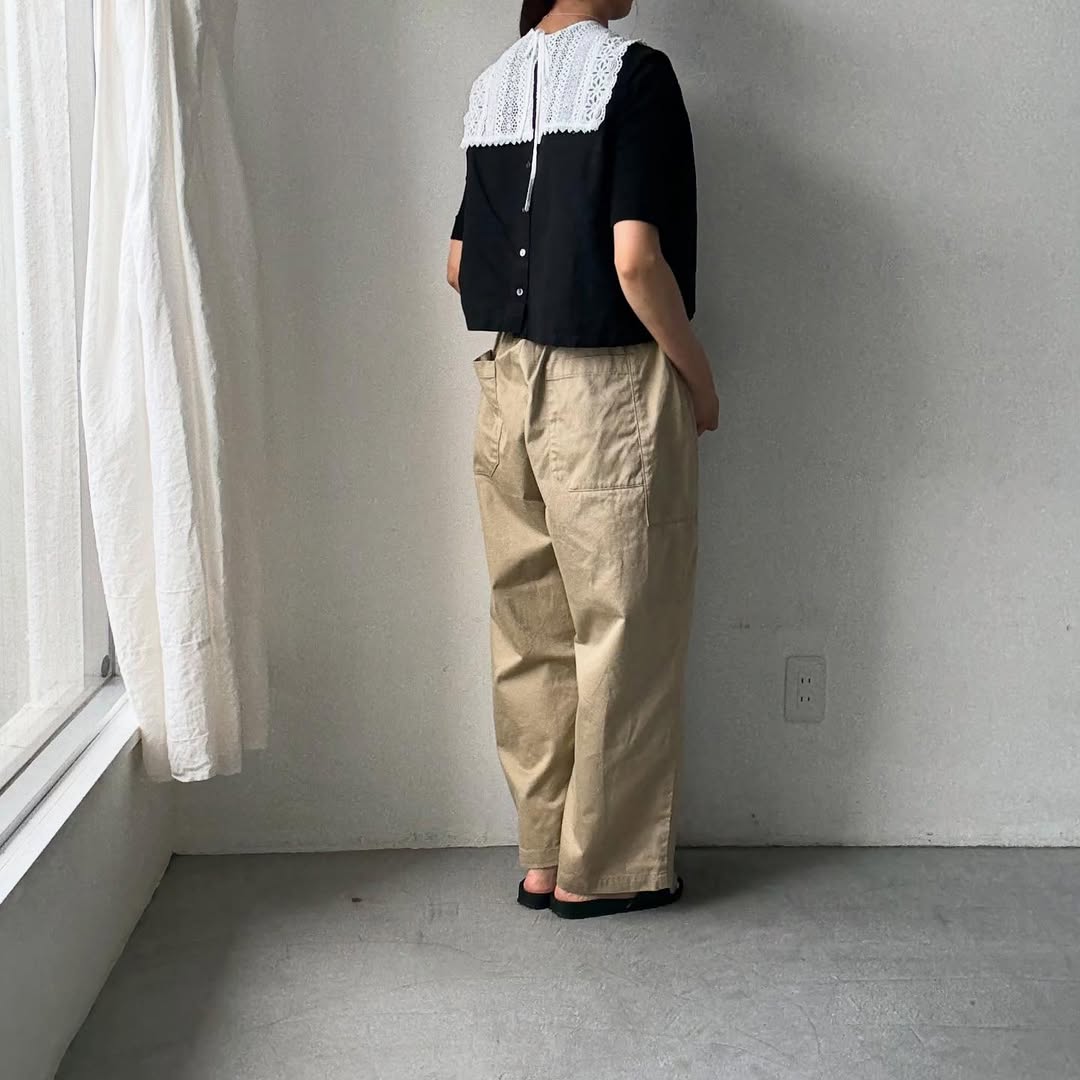 homspun 高密度ウエポンギャザーパンツ ベージュ
