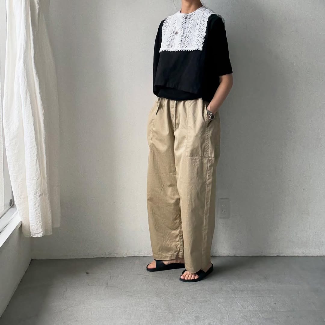 homspun 高密度ウエポンギャザーパンツ ベージュ