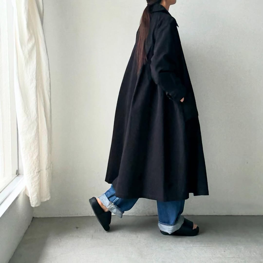 atelier d'antan Girardコットンコートワンピース ブラック