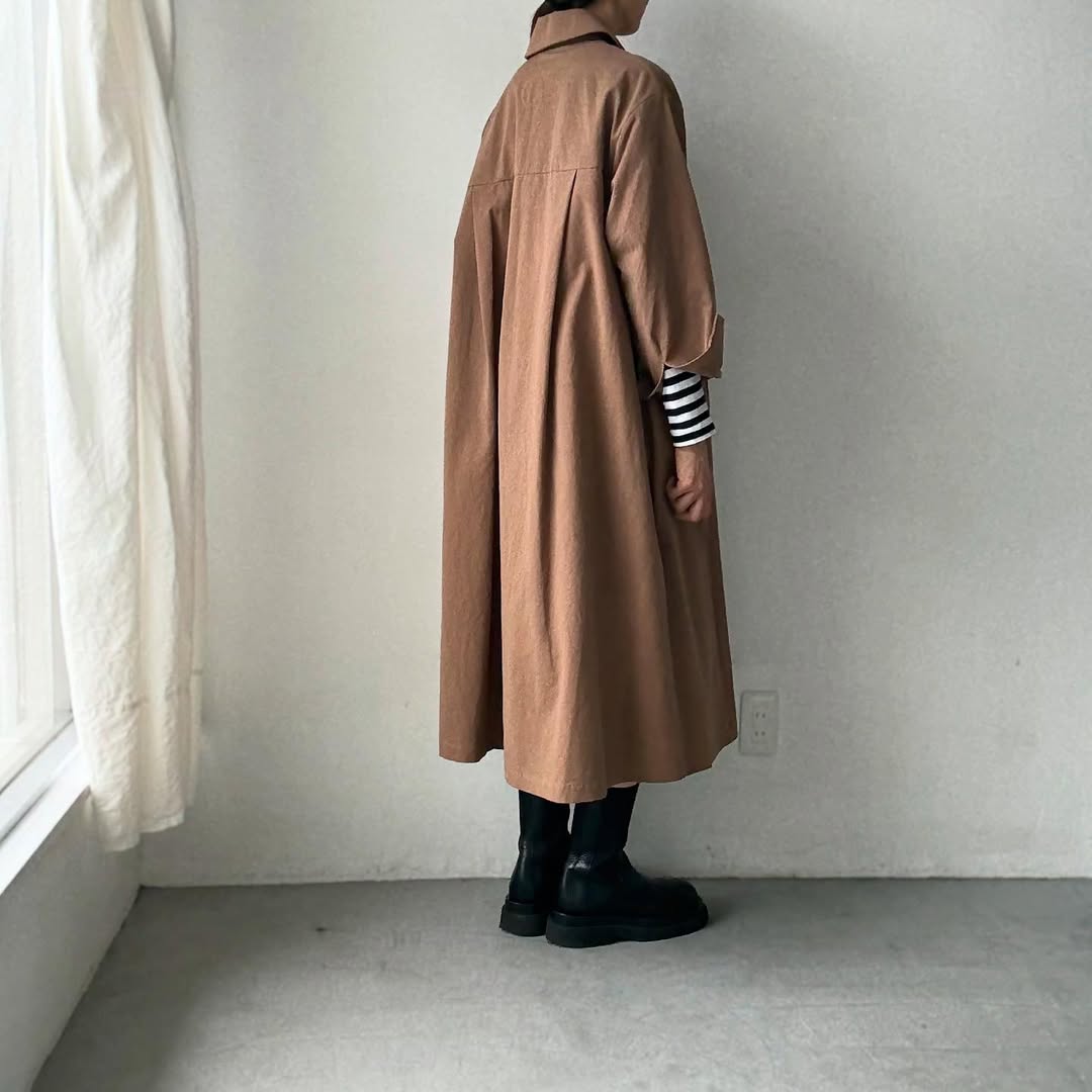 atelier d'antan Girardコットンコートワンピース カーキ