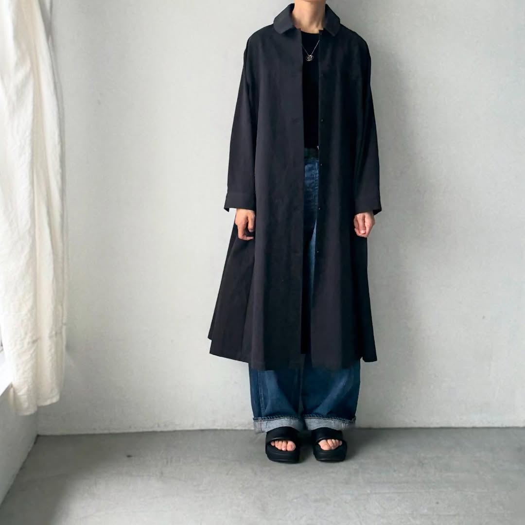atelier d'antan Girardコットンコートワンピース ダークグレー