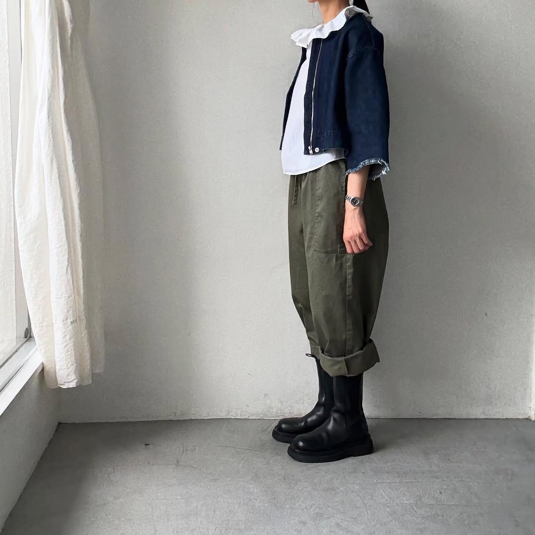 homspun 高密度ウエポンギャザーパンツ グリーン