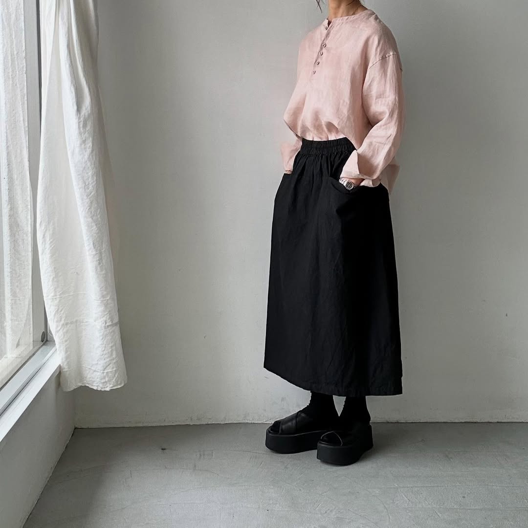 atelier naruse リネンスモックブラウス ペールピンク