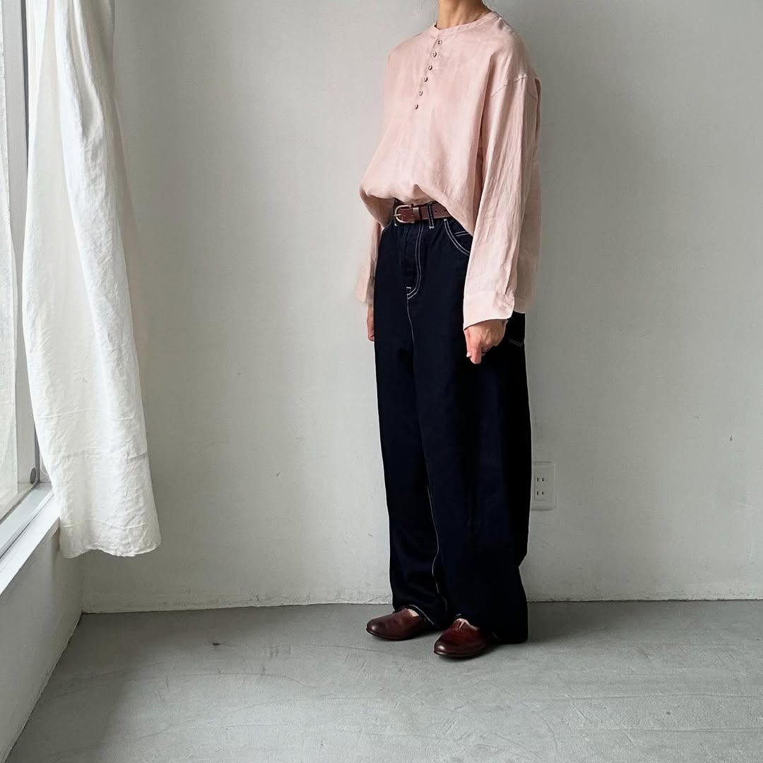 atelier naruse リネンスモックブラウス ペールピンク