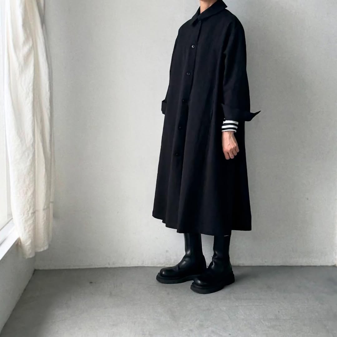 atelier d'antan Girardコットンコートワンピース ブラック