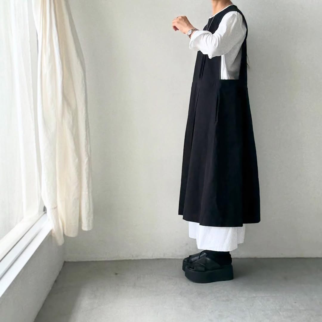 atelier d'antan kobell コットンエプロンドレス ブラック