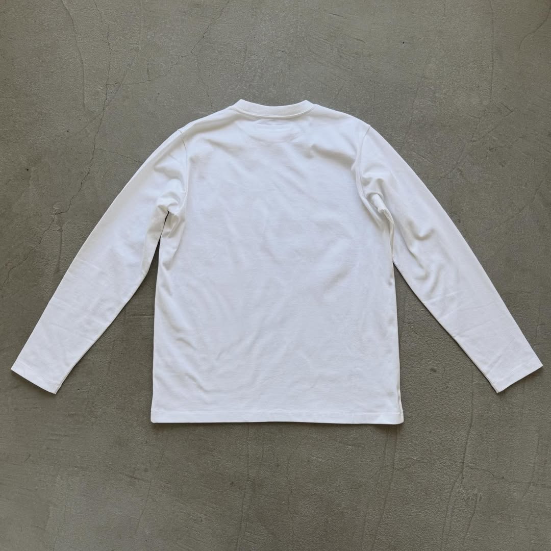 OLDMANS TAILOR OMTフロッキープリントロゴ長袖Tシャツ ホワイト×ブラック