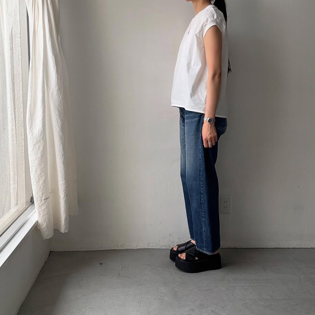 homspun コンパクトウェザーノースリーブブラウス ホワイト