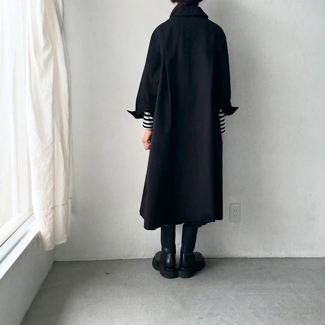 atelier d'antan Girardコットンコートワンピース ブラック