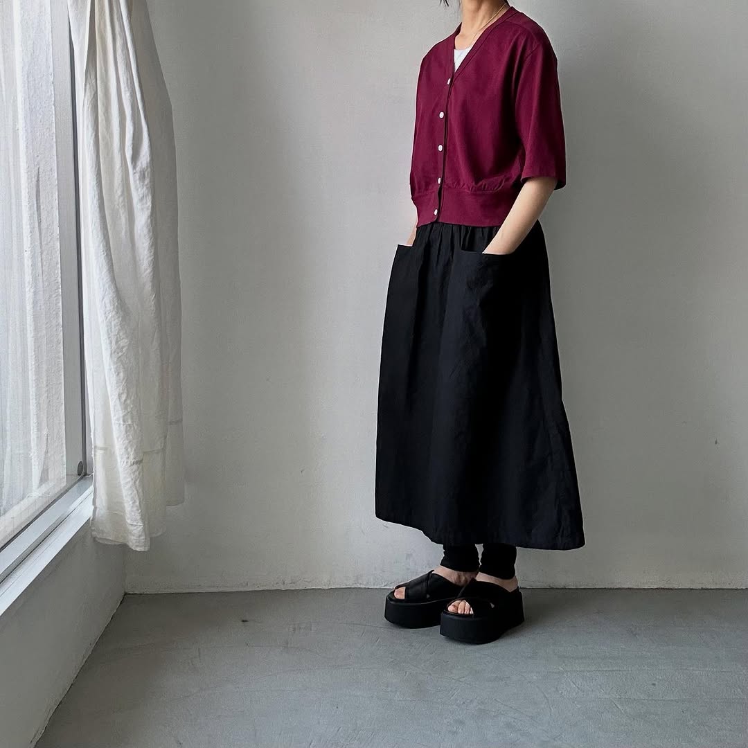 homspun 天竺5分袖カーディガン グレープ