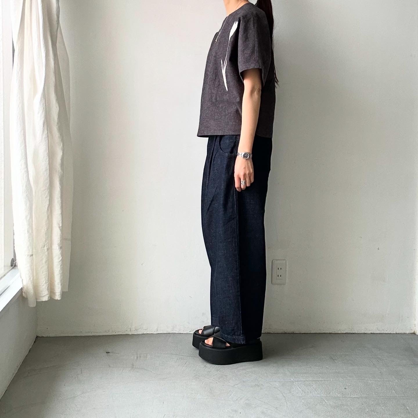 atelier naruse チューリップコットンリネンスモックブラウス