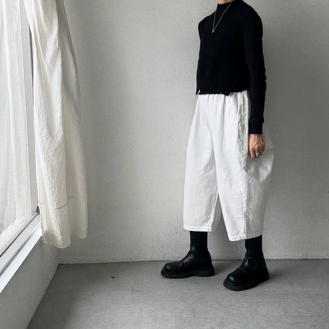 homspun デニムギャザーパンツ