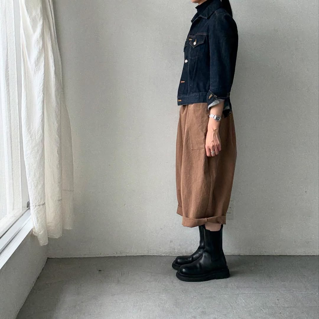 atelier d'antan Perriereコットンワイドパンツ カーキ