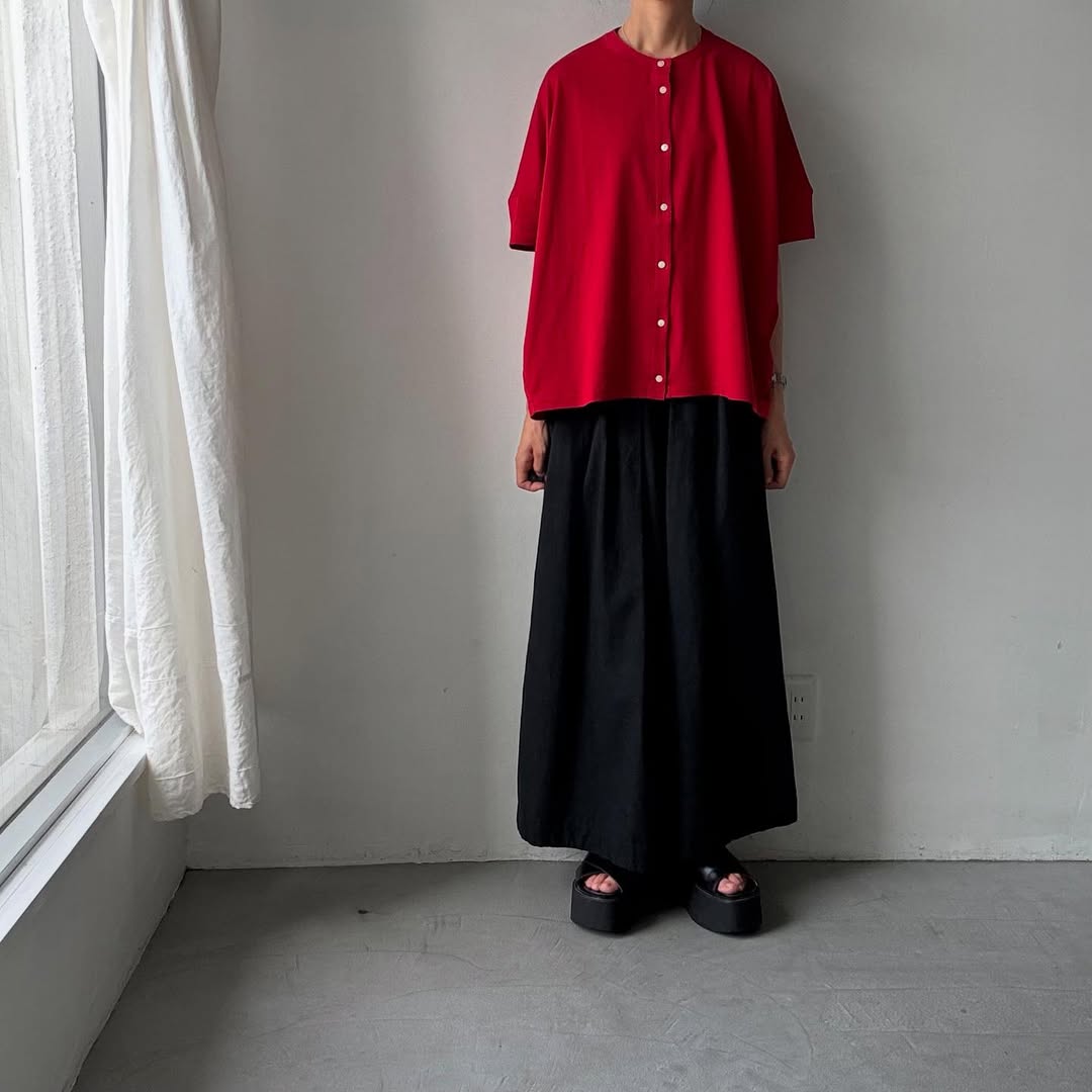 Linenya Tシャツカーディガン レッド