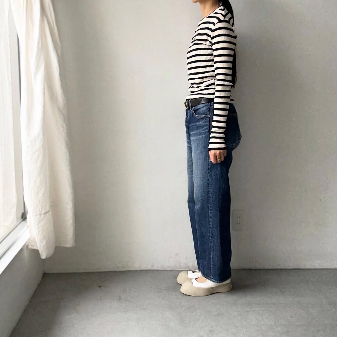 R&D.M.Co ボーダークルーネックリブニットソー