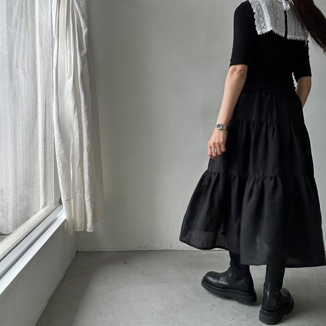 R&D.M.Co デンズリーリネンティアードスカート