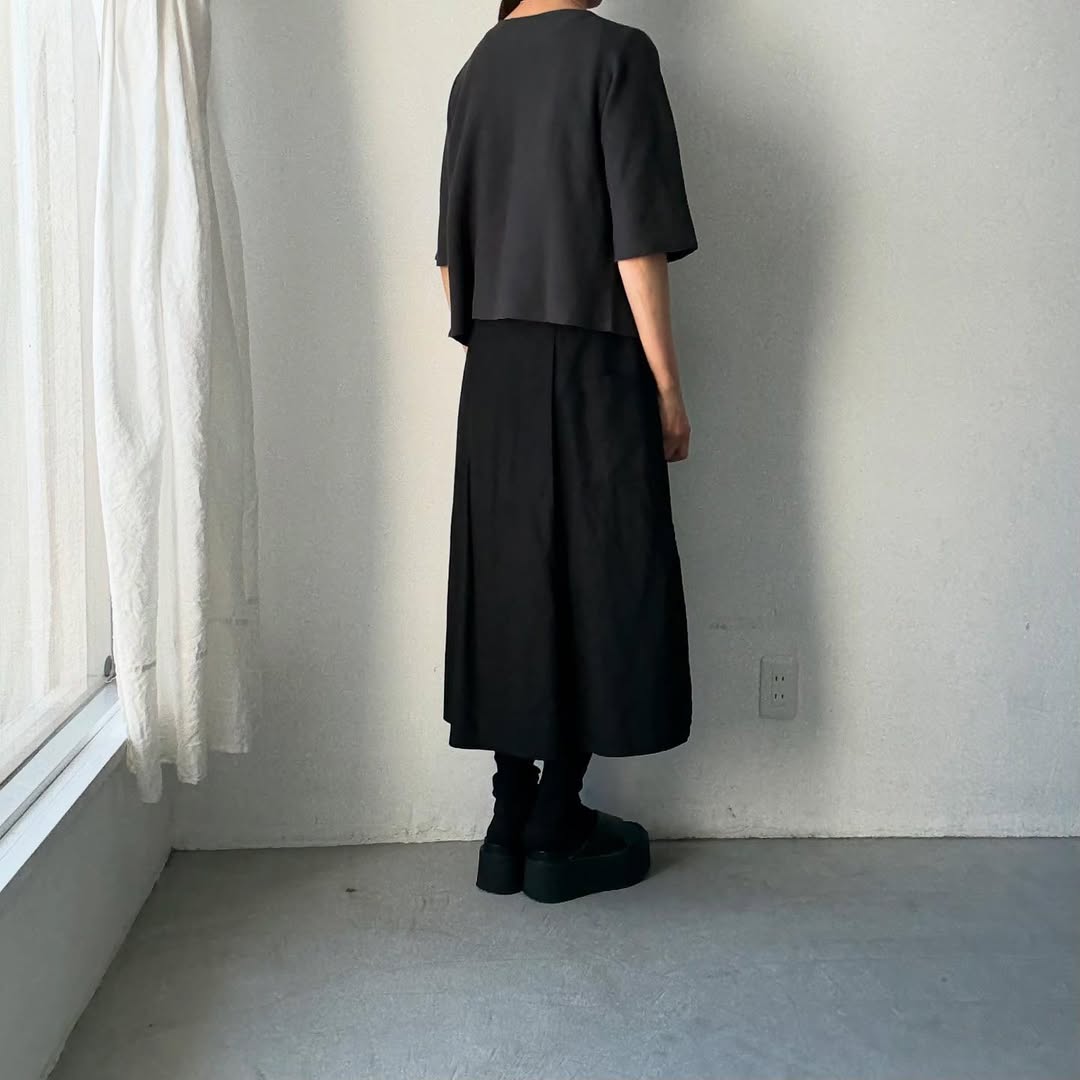 F/style 綿麻ニット5分袖カーディガン スミ