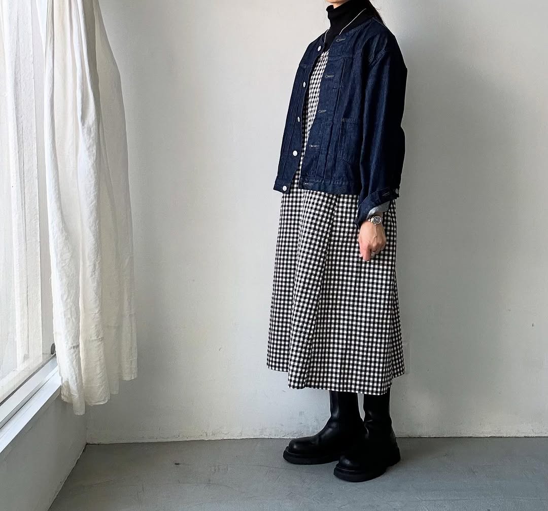 atelier d'antan Coudresギンガムコットンドレス