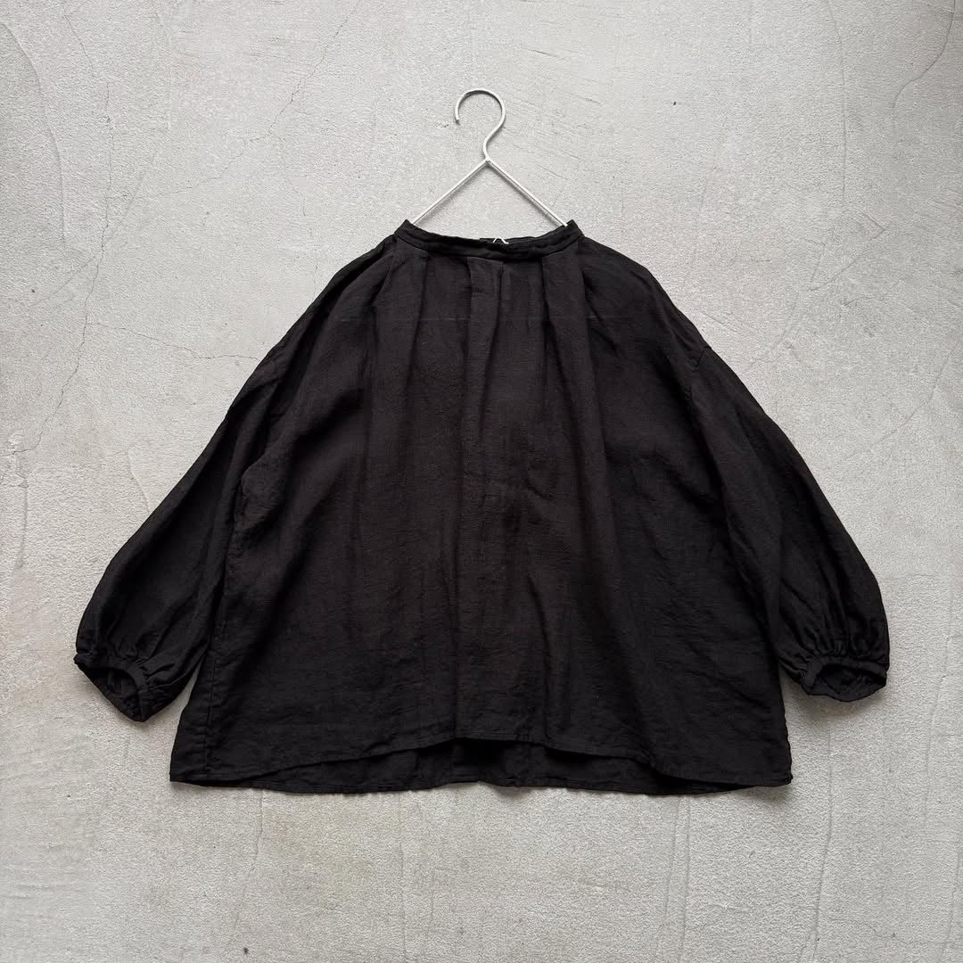 R&D.M.Co リネンヘンプスモックブラウス ブラック