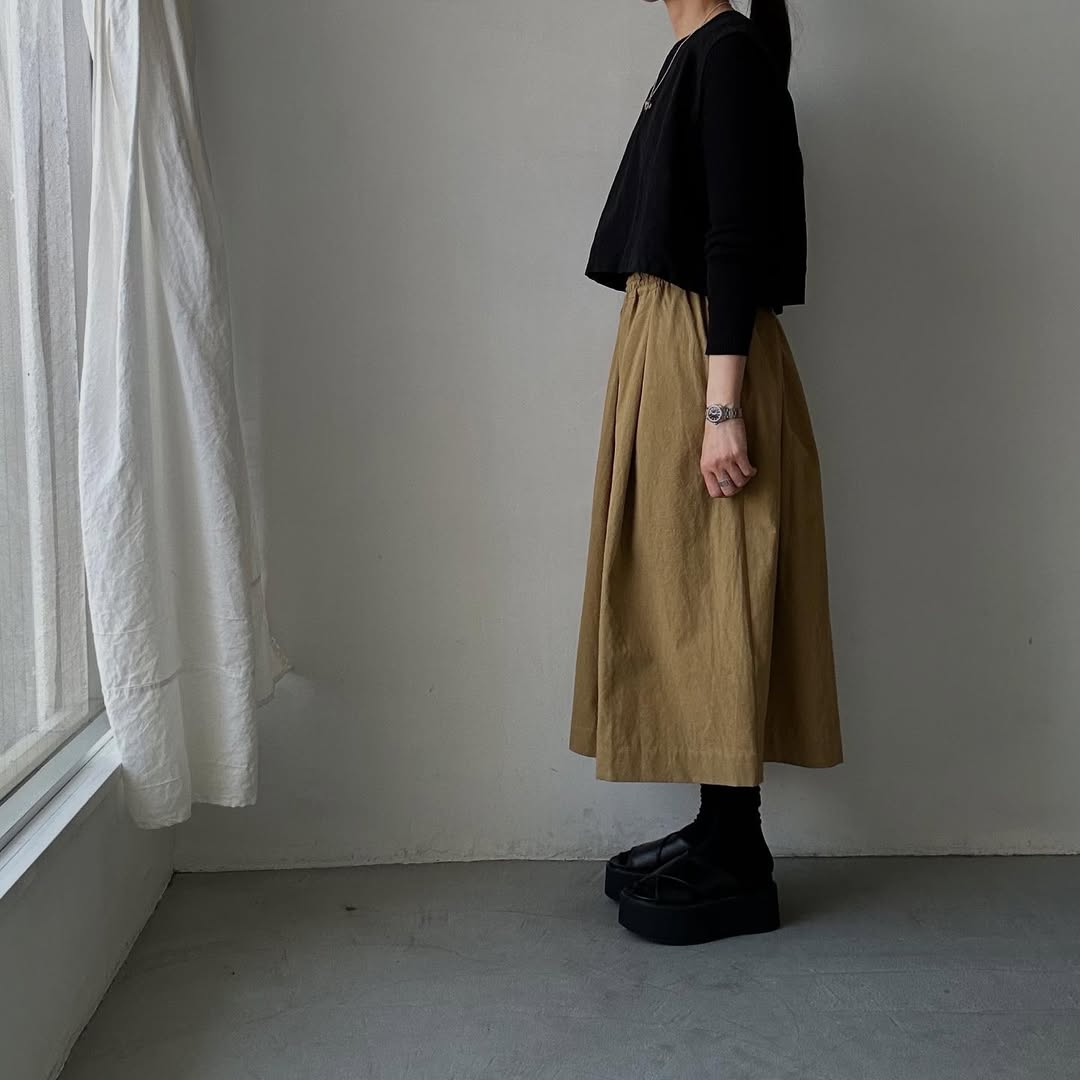 Linenya コットンタックスカート ベージュ