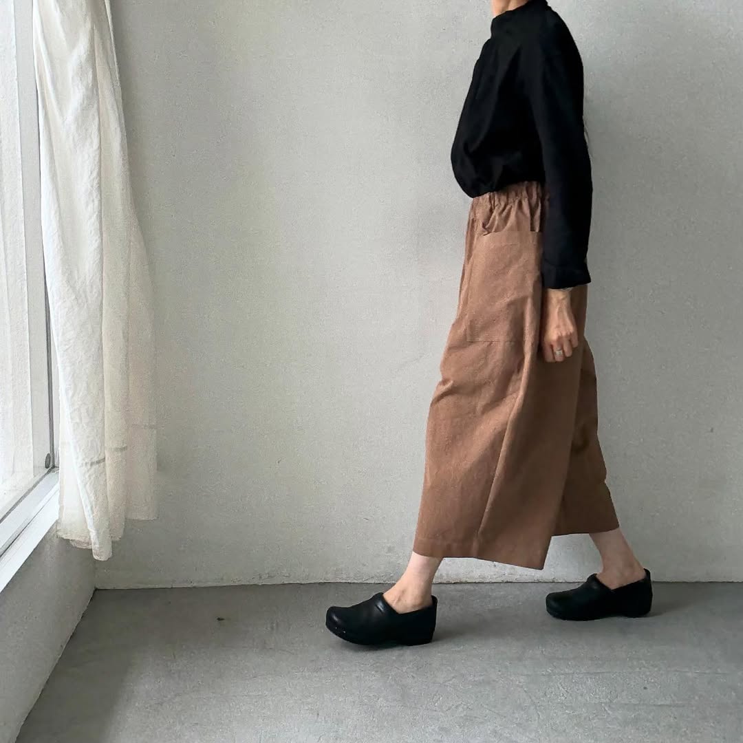 atelier d'antan Perriereコットンワイドパンツ カーキ