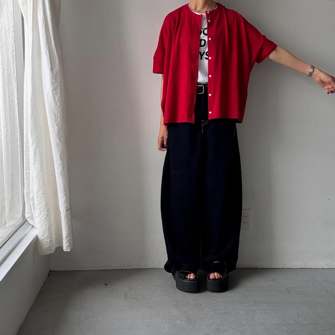 Linenya Tシャツカーディガン レッド
