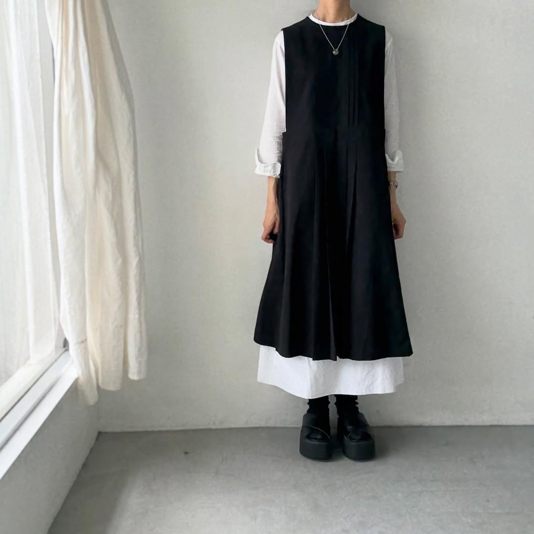 atelier d'antan kobell コットンエプロンドレス ブラック