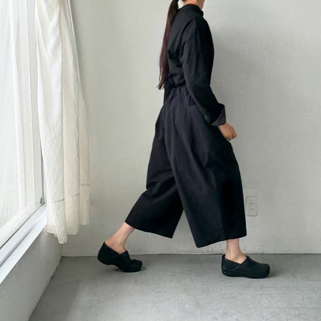 atelier d'antan Perriereコットンワイドパンツ ブラック