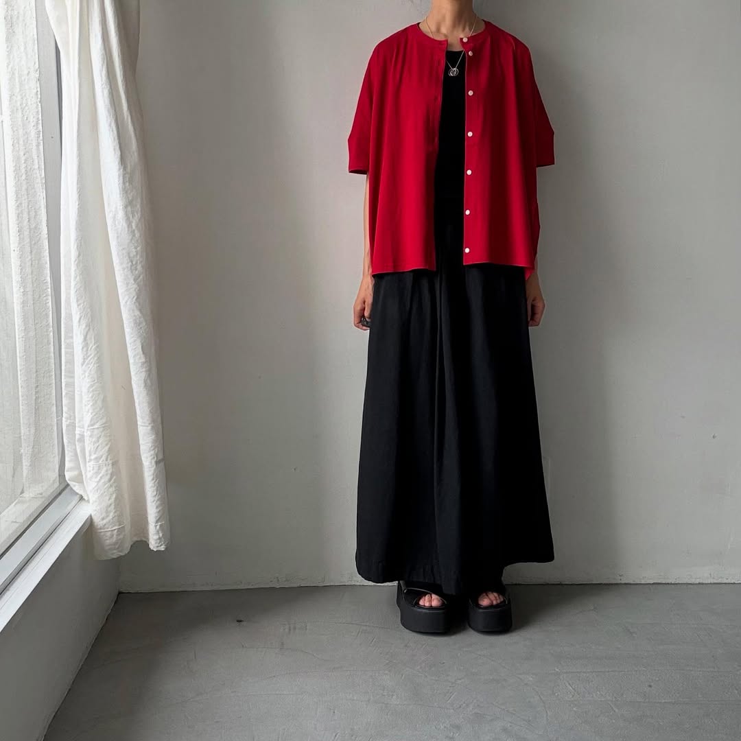Linenya Tシャツカーディガン レッド