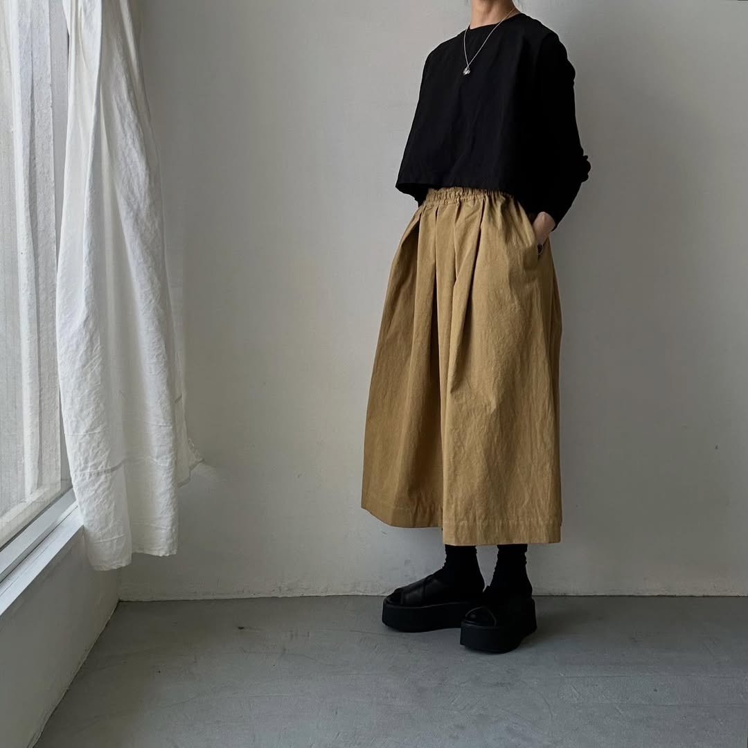 Linenya コットンタックスカート ベージュ