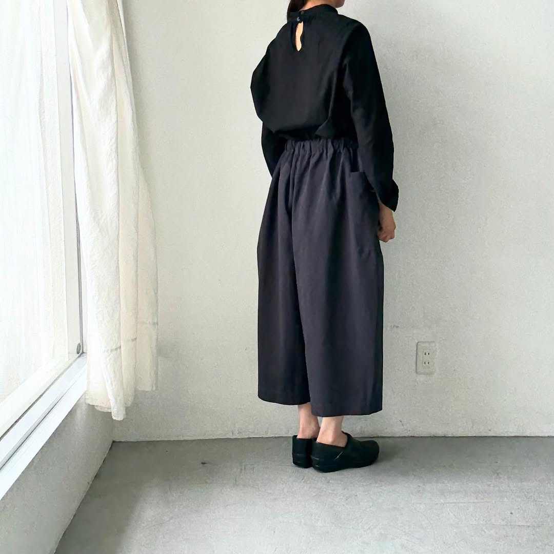 atelier d'antan Perriereコットンワイドパンツ ダークグレー